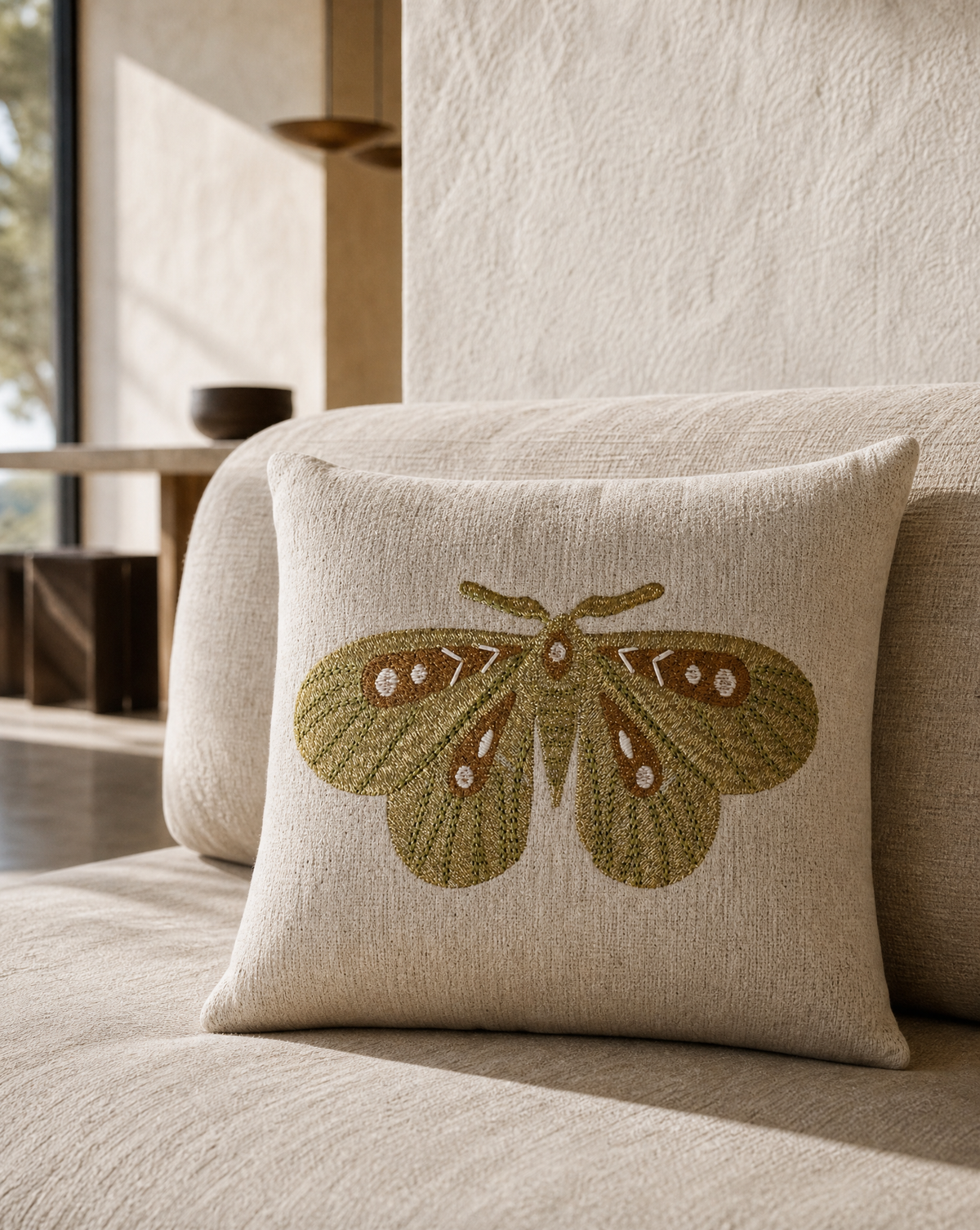 Dekokissen Schmetterling 3D — Creme
