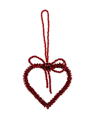 Rotes Perlen-Herz mit Schleife und Aufhänger, in 10 und 20 cm, von LATÉLIO