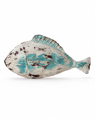 Deko-Fisch aus Metall stehend in Blau und Weiß, große Form, handbemalt von LATÉLIO