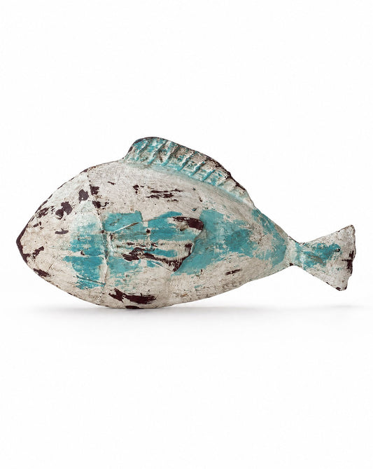 Deko-Objekt Fisch Metall stehend — Blau/Weiß, große Form