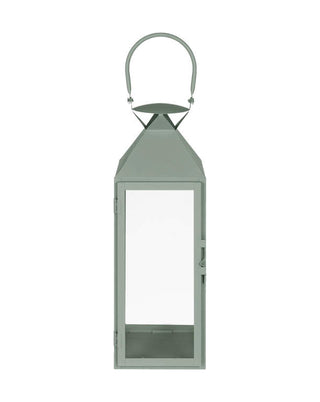 Hohe Laterne aus Metall in Salbeigrün mit Glas, in 46 und 61 cm, von LATÉLIO
