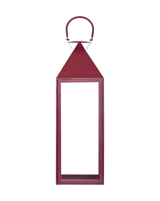 Hohe Laterne aus Metall in Bordeaux mit Glas, in 46 und 61 cm, von LATÉLIO