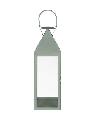Hohe Laterne aus Metall in Salbeigrün mit Glas, Größe 61 cm