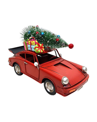 Retro-Flitzer in Rot mit Tannenbaum und Geschenken, ca. 27 cm, von LATÉLIO