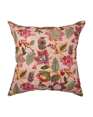 Dekokissen in Rosa, 3D bestickt mit bunten Blumen, ca. 45 cm, von LATÉLIO