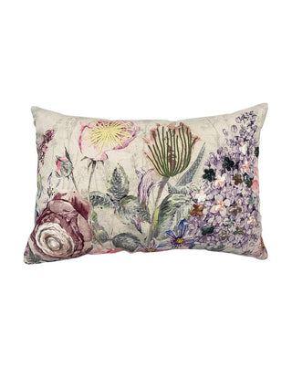 Dekokissen in Creme mit gestickten Blüten in Pastell, ca. 60 cm, von LATÉLIO