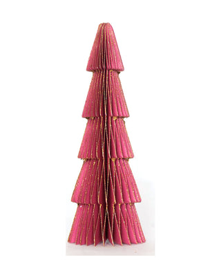 Schlanker Tannenbaum aus Wabenpapier in Pink, Größe 45 cm