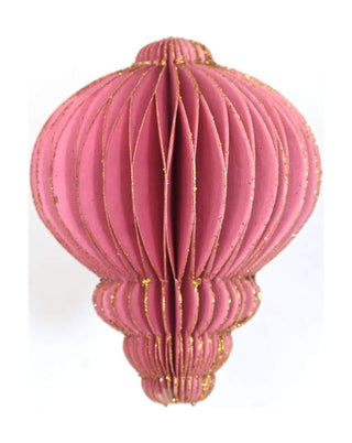 Ornament aus Wabenpapier in Rosa mit goldenen Kanten, ca. 8 cm, von LATÉLIO