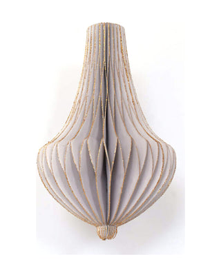 Ornament aus Wabenpapier in Taupe mit goldenen Kanten, ca. 16 cm, von LATÉLIO