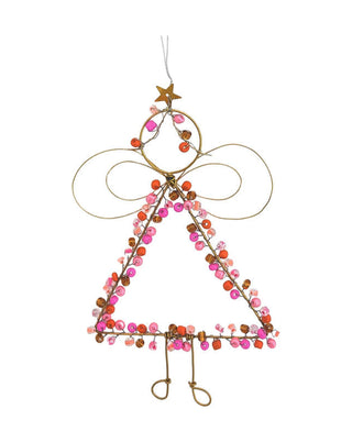 Engel aus Draht mit Perlen in Pink und Orange und Stern, ca. 14 cm, von LATÉLIO