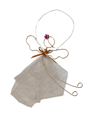 Engel aus Draht und Perlen mit weißem Kleid zum Aufhängen, ca. 10 cm, von LATÉLIO