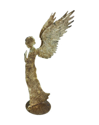 Stehender Engel in Burnt Gold mit großen Flügeln, Größe 30 cm