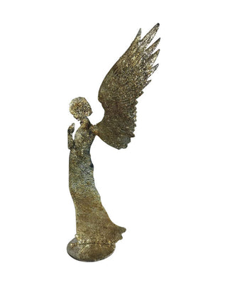 Stehender Engel in Burnt Gold mit großen Flügeln, Größe 120 cm