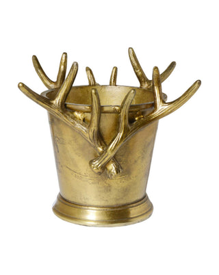 Deko-Gefäß in Gold Antik mit Geweih am Rand, ca. 30 cm, von LATÉLIO