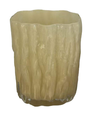 Glasvase in Beige mit Rindenstruktur, ca. 20 cm, von LATÉLIO