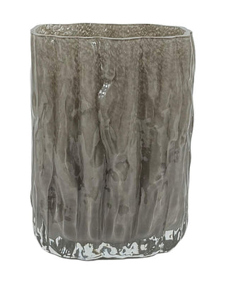 Glasvase in Taupe mit Rindenstruktur, ca. 20 cm, von LATÉLIO