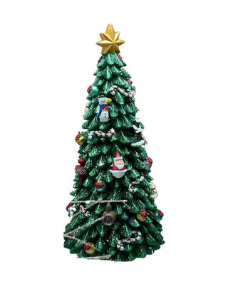 Spieluhr als grüner Weihnachtsbaum mit Figuren und goldenem Stern, ca. 21 cm, von LATÉLIO
