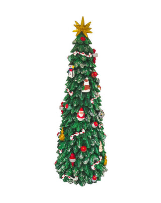 Hohe Spieluhr als geschmückter Weihnachtsbaum mit goldenem Stern, ca. 30 cm, von LATÉLIO