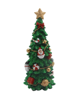 Deko-Weihnachtsbaum in Grün mit Weihnachtsmann-Figuren und goldenem Stern, in 15 und 21 cm, von LATÉLIO