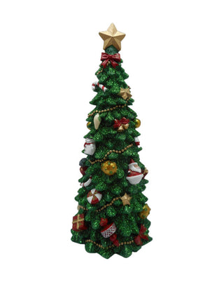 Deko-Weihnachtsbaum in Grün mit Weihnachtsmann-Figuren und goldenem Stern, Größe 21 cm