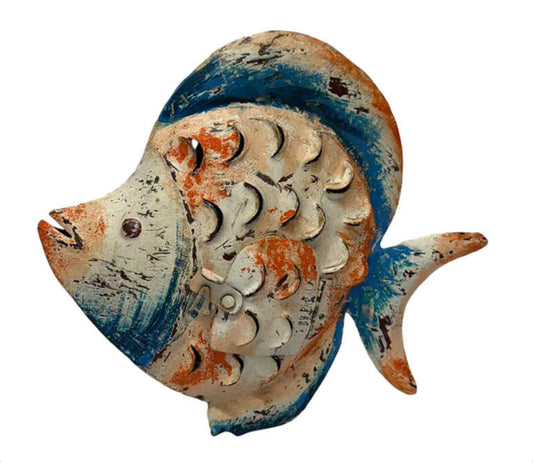 Deko-Objekt Fisch Metall — Orange/Blau