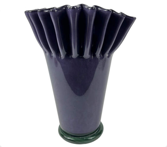 Glasvase Pflaume — große gerippte Form