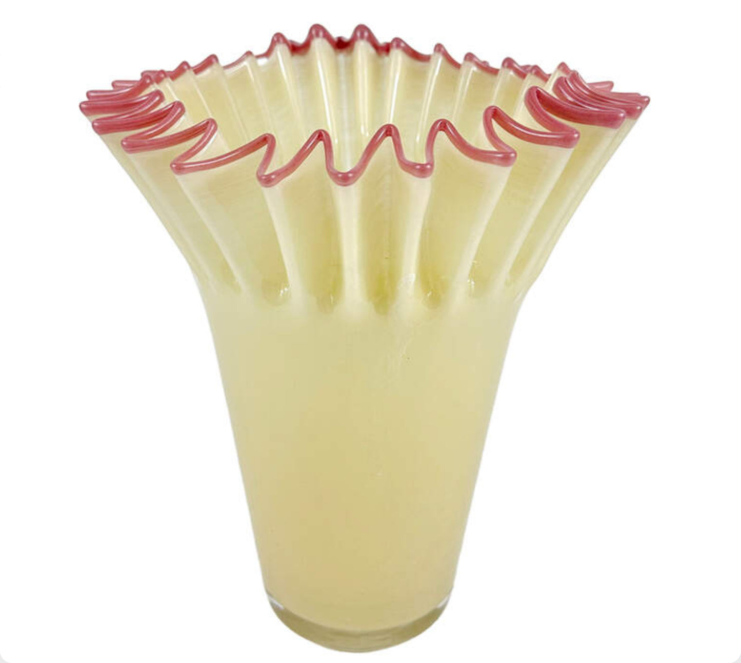 Glasvase Beige — große gerippte Form