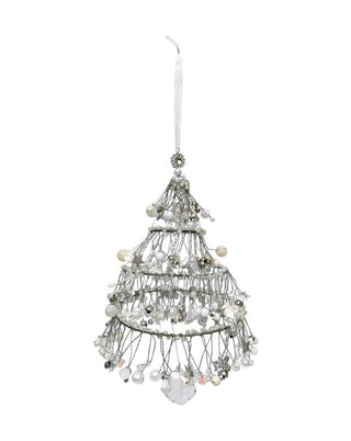Tannenbaum aus Draht mit klaren Perlen zum Aufhängen, ca. 33 cm, von LATÉLIO