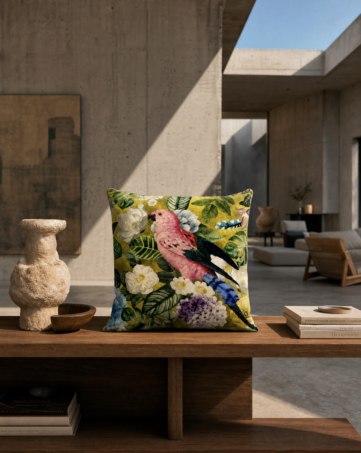 Dekokissen Vogel — 3D bestickt