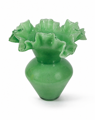 Glasvase Jade, grüne Vase mit geschwungenem Rüschenrand, 20 cm von LATÉLIO