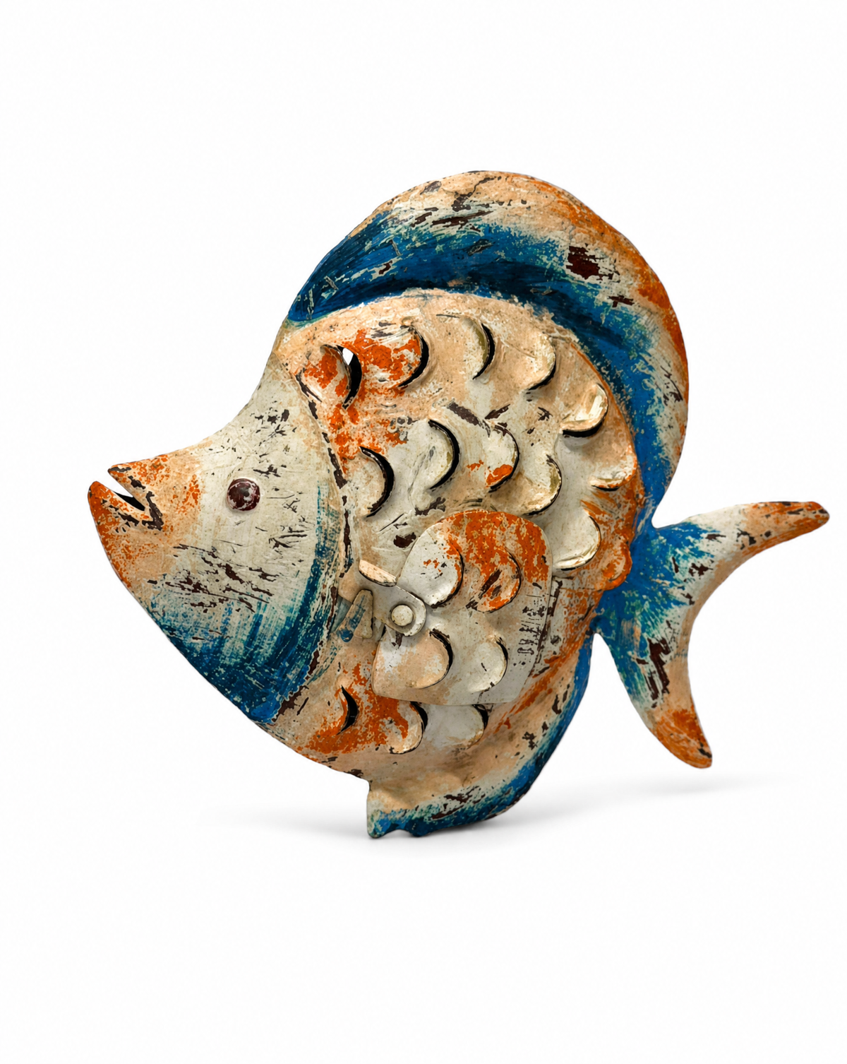 Deko-Objekt Fisch Metall — Orange/Blau