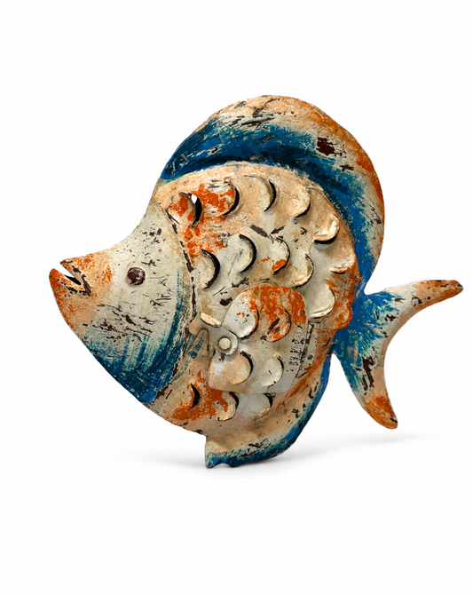 Deko-Objekt Fisch Metall — Orange/Blau
