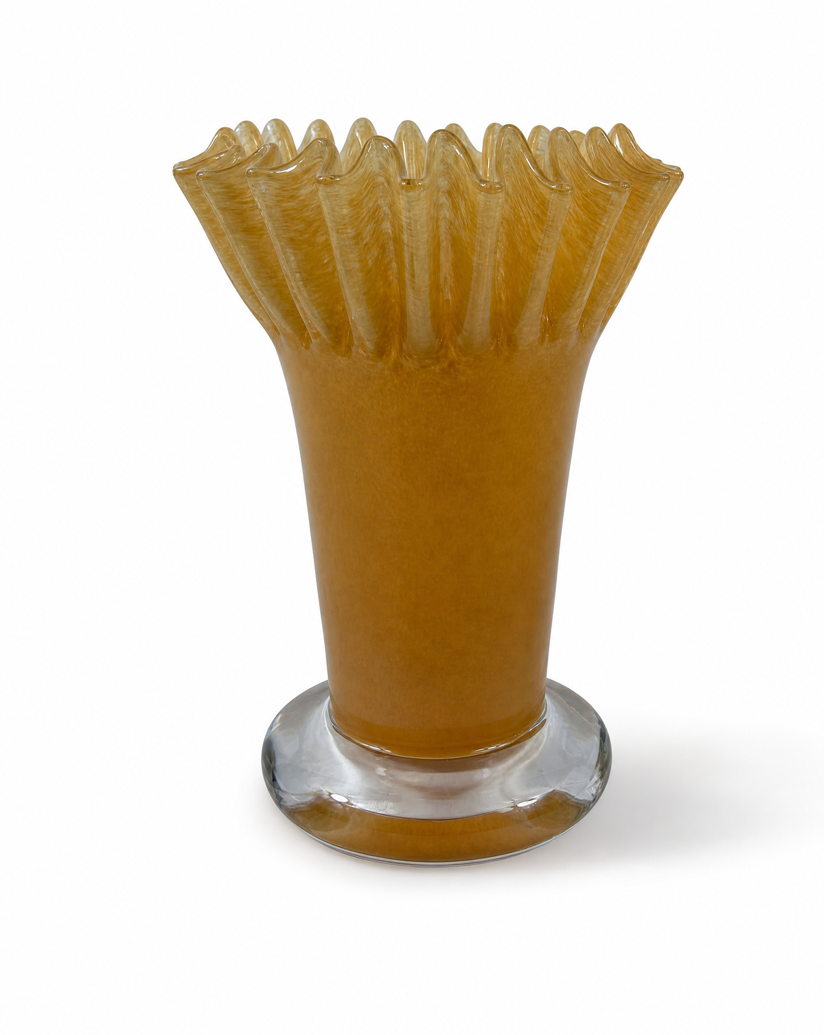 Glasvase Karamel — große gerippte Form