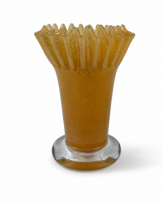 Glasvase Karamel — große gerippte Form