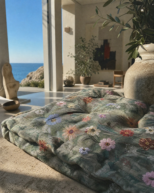 Sitzkissen Blumen — 3D bestickt