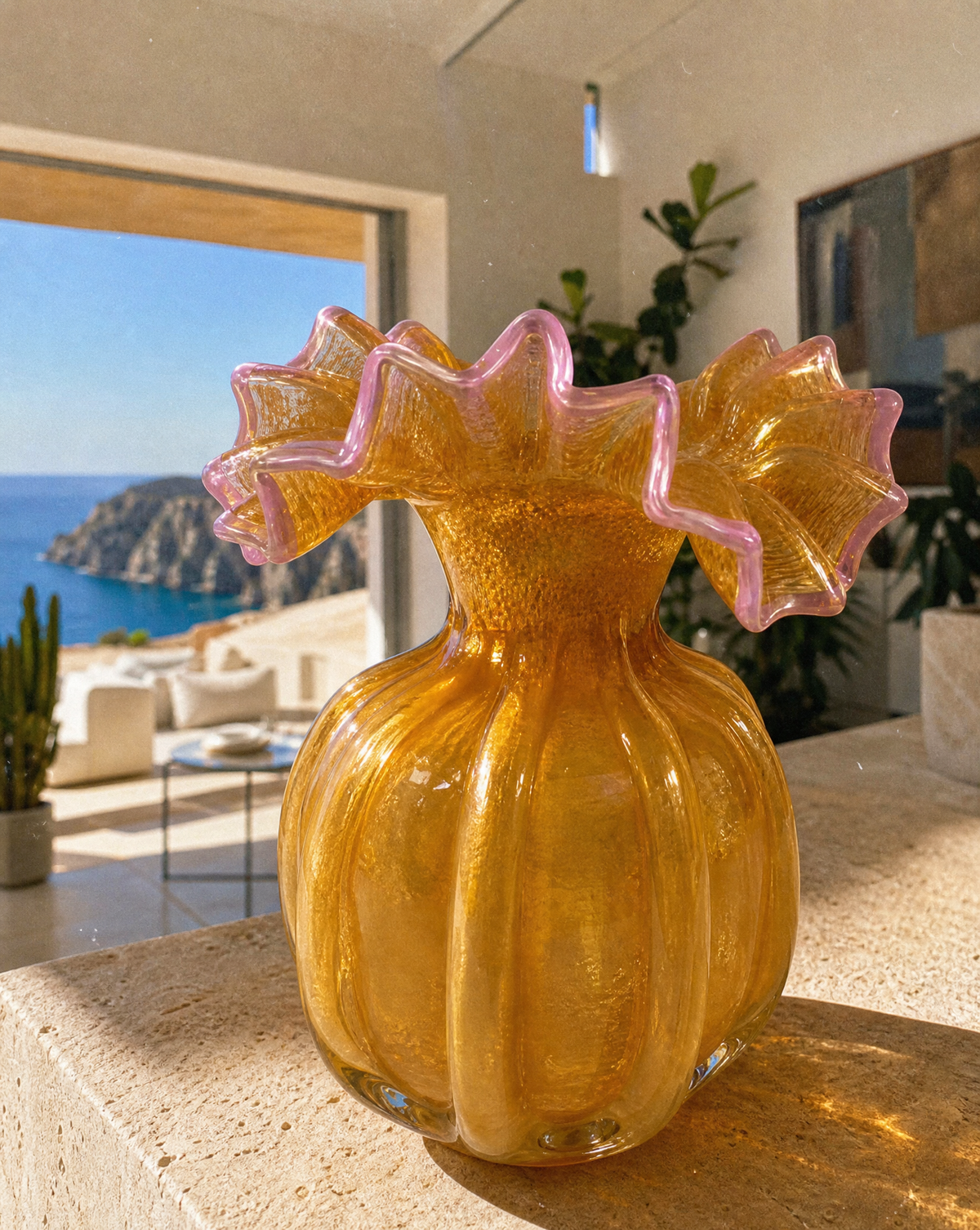 Glasvase Peach-Rosa — ornamentale Form