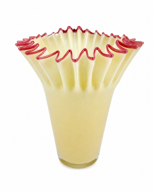 Glasvase Beige — große gerippte Form