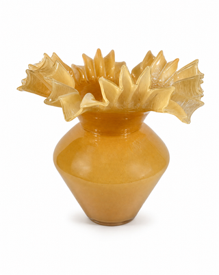 Glasvase Peach, große mundgeblasene Vase mit Blüten-Ornament, 37 cm von LATÉLIO