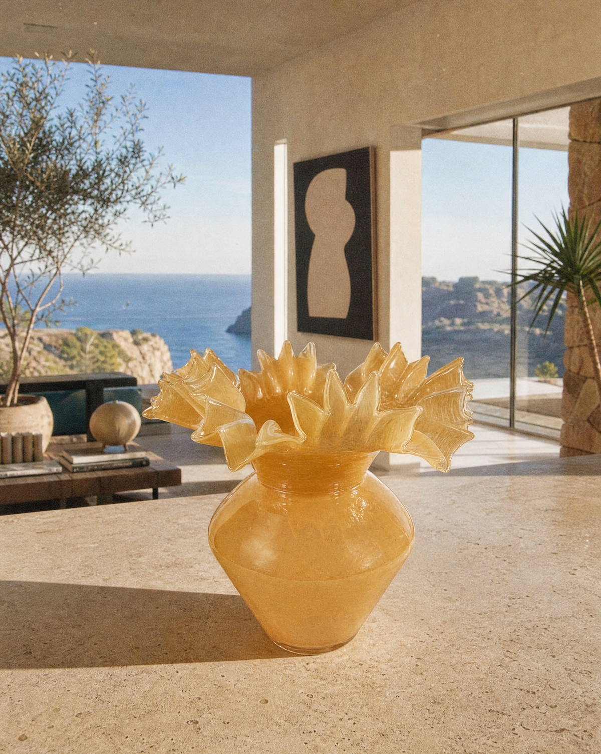 Glasvase Peach — großes Statement-Piece