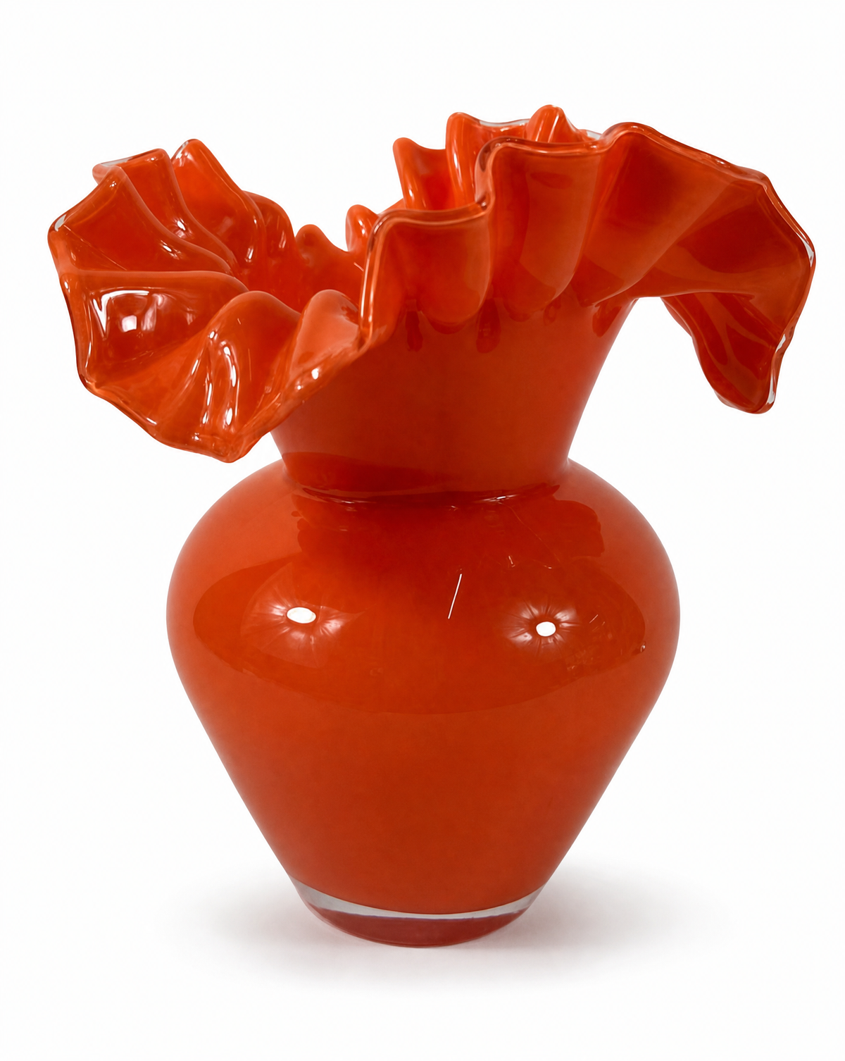 Glasvase Orange — geschwungene Form